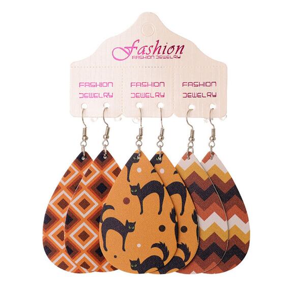 Halloween PU Teardrop Earrings Set - Picture 1 of 1